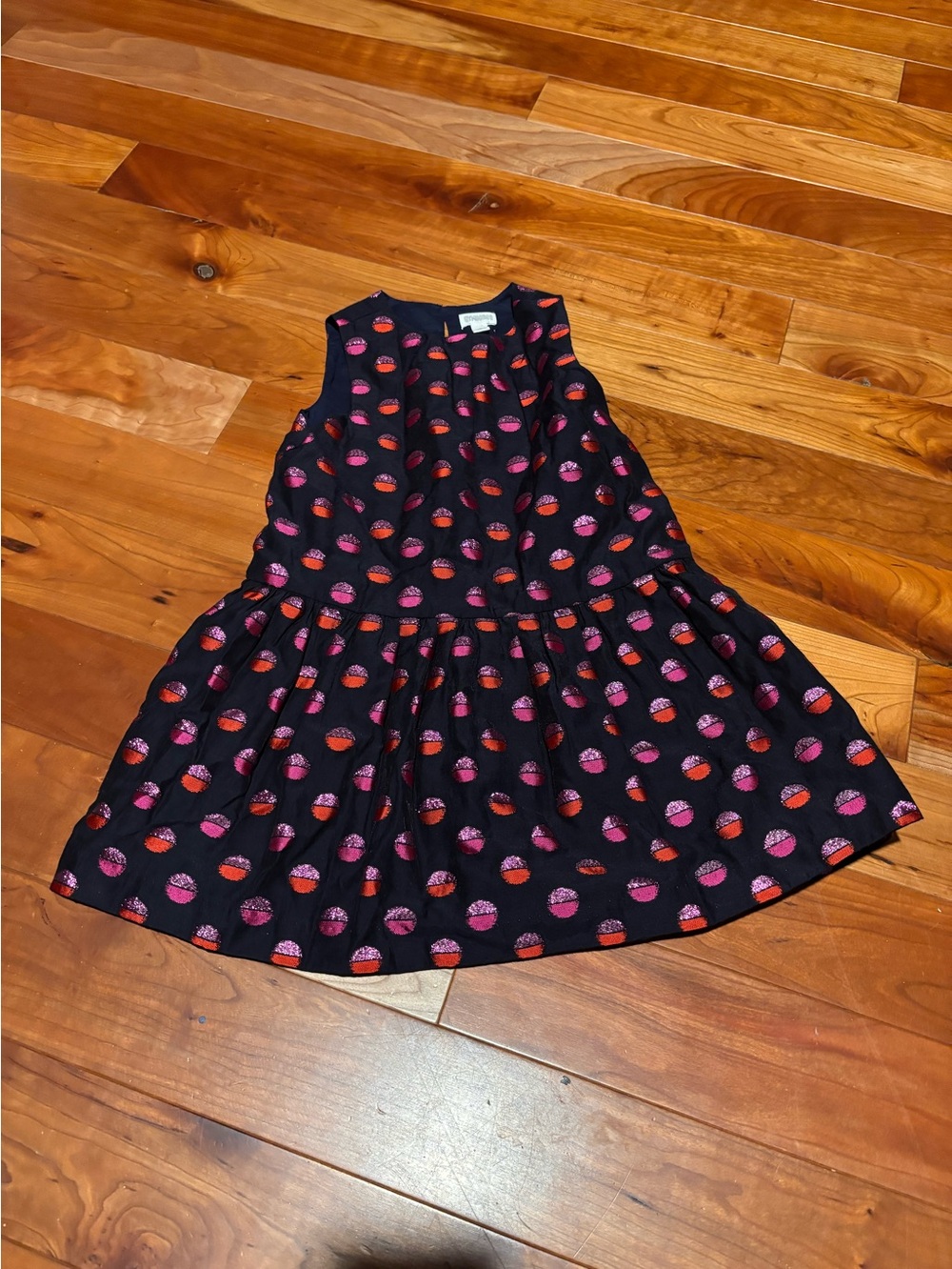Gymboree Navy Dress with Pink & Red Dot Pattern